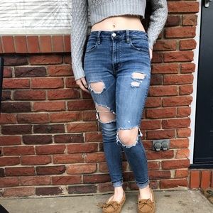 American Eagle high waisted ripped distressed jean